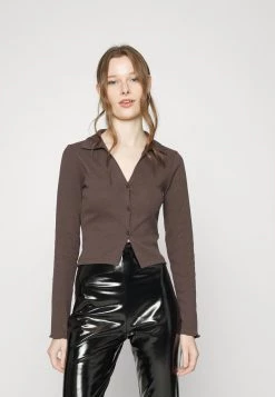 Nly by Nelly EFFORTLESS BUTTON - Hemdbluse in Braun für Damen | Elegante Damenbluse