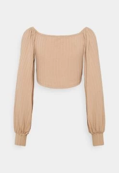 Nly by Nelly LUXURIOUS DRAWSTRING Langarmshirt - Beige Damen | Elegantes Langarmshirt mit Kordelzug -Nly by Nelly Verkaufsladen 099f3211d1b340619a47cdfb490b9e3b