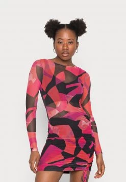 Nly by Nelly 'DRAWSTRING DRESS - Etuikleid - Pink Abstract, Damen | Modisches Sommerkleid