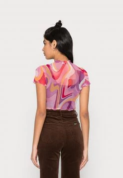 Nly by Nelly Damen CROPPED T-Shirt mit Print - Pink/Orange | Trendiges Frauen-Shirt -Nly by Nelly Verkaufsladen 16ee803edae244d7a5486f0745474265