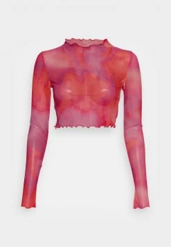 Nly by Nelly Damen Langarmshirt - Pink Abstract Cropped Top -Nly by Nelly Verkaufsladen 1b94966552294e6db449dae00095850e