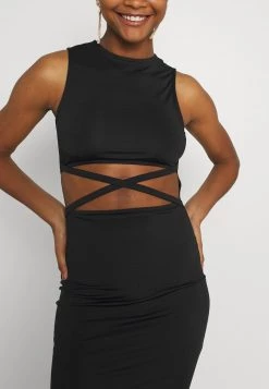 Nly by Nelly CROSS WAIST MIDI DRESS - Jerseykleid - Schwarz, Damen | Elegantes Design | Bequemer Tragekomfort -Nly by Nelly Verkaufsladen 1cde935b0896474dae04102cfe16cf0c