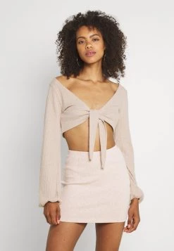 Nly by Nelly TIE SKIRT SET - Beiger Minirock mit Langarmshirt - Damenmode