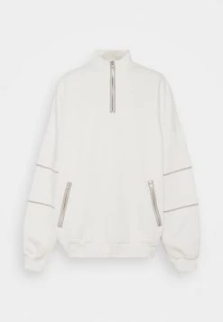 Nly by Nelly CONTRAST ZIP SWEATER - Weißes Damen Sweatshirt mit Reißverschluss -Nly by Nelly Verkaufsladen 1e79445a5c3144b3bf2cb06a4fd07cb7