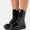 Nly by Nelly PERFECT LACED UP BOOT - Plateaustiefelette - Shiny Black Damen | Schnürstiefeletten -Nly by Nelly Verkaufsladen 2281f6309e7c45039e409964b7f8e787