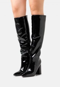 Nly by Nelly WIDE KNEE BOOT - High Heel Stiefel - Shiny Black, Damen | Klassische Stiefel