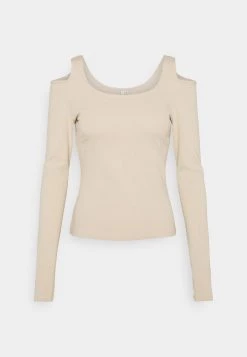 Nly by Nelly COLD SHOULDER TOP - Langarmshirt in Beige für Damen | Modisches Langarmshirt mit Schulterausschnitt