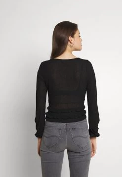 Nly by Nelly SHEER TIE Langarmshirt - Elegantes Damen-Shirt in Schwarz -Nly by Nelly Verkaufsladen 2d3c1bd035824110885d24efd9e2ed00