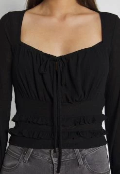 Nly by Nelly SHEER TIE Langarmshirt - Elegantes Damen-Shirt in Schwarz -Nly by Nelly Verkaufsladen 41c6f870c4264a4383d0638f53b93fe0