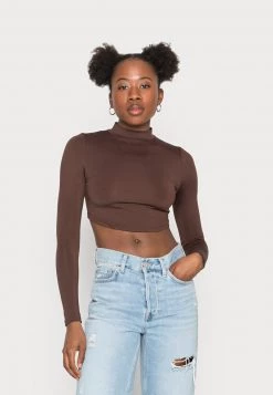 Nly by Nelly CURVED SPORTY Langarmshirt - Braun, Damen | Sportliches Langarmshirt für Frauen