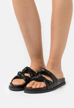 Nly by Nelly DOUBLE TWIST - Pantolette Flach in Schwarz für Damen | Bequeme Flache Pantoletten