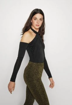 Nly by Nelly WRAP NECK BODY Langarmshirt - Elegantes Langarmshirt für Damen in Schwarz -Nly by Nelly Verkaufsladen 56af63baee6f466a988a4782e317bf33