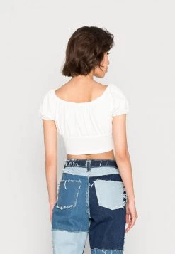 Nly by Nelly FRONT TIE - Weißes Basic T-Shirt für Damen | Modisches Damen-T-Shirt mit vorderer Schleife -Nly by Nelly Verkaufsladen 5763b51a32294df594414600f4ba4ab8