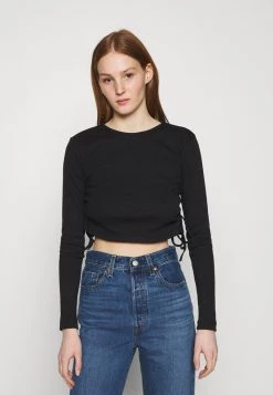 Nly by Nelly SIDE DRAWSTRING Langarmshirt - Schwarz, Damen | Modisches Langarmshirt mit Seitlichen Schnürungen