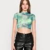 Nly by Nelly Damen CROPPED T-Shirt mit Ocean Abstract Print | Trendiges Kurzarm-Shirt -Nly by Nelly Verkaufsladen 85328d51746c493e890d0e36a91ec055