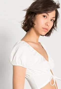 Nly by Nelly FRONT TIE - Weißes Basic T-Shirt für Damen | Modisches Damen-T-Shirt mit vorderer Schleife -Nly by Nelly Verkaufsladen 8c33a75010d94cf3b3e4572683368754