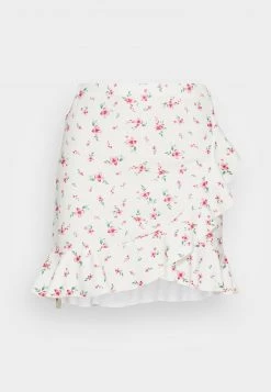 Nly by Nelly FRILL PRINT SKIRT - A-Linien-Rock mit Rüschenmuster - Weißer Druck, Damen -Nly by Nelly Verkaufsladen 8f7d6c8ca0b1491ea752550bdcf66625