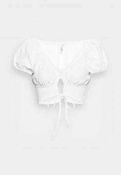 Nly by Nelly FRONT TIE - Weißes Basic T-Shirt für Damen | Modisches Damen-T-Shirt mit vorderer Schleife -Nly by Nelly Verkaufsladen a993cf4c0d174834b416736d59917320