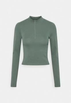 Nly by Nelly SPORTY ZIP Langarmshirt Dark Green Damen | Sportliches Langarmshirt mit Reißverschluss