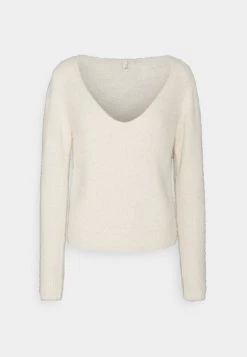 Nly by Nelly Strickpullover Damen - Deep V-Neck Fuzzy Pullover in Offwhite -Nly by Nelly Verkaufsladen ab46919a15b94047ae69e08a9a832c3e
