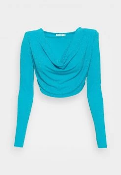 Nly by Nelly COWL NECK CROP Bluse - Turquoise, Damen | Modische Crop Top Bluse -Nly by Nelly Verkaufsladen ac346629cc4e473d94f2dae4f2965c51