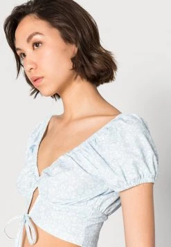 Nly by Nelly FRONT TIE PRINTED Bluse - Blaue Druckbluse für Damen -Nly by Nelly Verkaufsladen b7b5be0b54cb42d3b33a525322d5b1c1