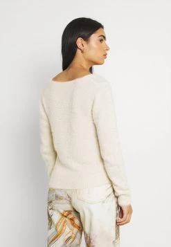 Nly by Nelly Strickpullover Damen - Deep V-Neck Fuzzy Pullover in Offwhite -Nly by Nelly Verkaufsladen c812c5e84c0b4bce97badd3d72e5a1e2