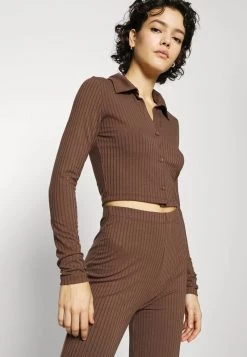 Nly by Nelly CUTE COLLAR SET - Stoffhose - Braun, Damen | Elegante Bluse & Hose | Trendige Damenbekleidung -Nly by Nelly Verkaufsladen d2731b35269a4b3cb8d4cdabfef08e44