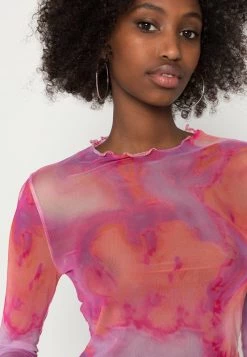 Nly by Nelly Damen Langarmshirt - Pink Abstract Cropped Top -Nly by Nelly Verkaufsladen da6f95324a0248cf92d36f7ab9defd66