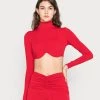Nly by Nelly WIRE CROP Langarmshirt - Rot, Damen | Stilvolles Langarmshirt für Frauen -Nly by Nelly Verkaufsladen e37e2cdbd5b346a3a6b8114a8e317c63