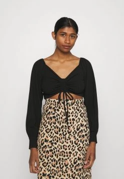 Nly by Nelly LUXURIOUS DRAWSTRING Langarmshirt - Elegantes Damen-Shirt in Schwarz