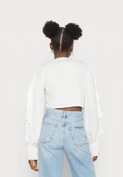 Nly by Nelly FRILL TIE BLOUSE - Weiße Damenbluse mit Rüschen und Bindegürtel -Nly by Nelly Verkaufsladen ed5c1e5e933b4ebb9eee972a6a50d913