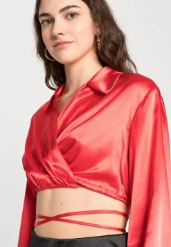 Nly by Nelly WRAP BLOUSE - Langarmshirt in Rot für Damen | Elegante Bluse mit Wickeldesign -Nly by Nelly Verkaufsladen f669a4e5822546a183908b236ebc89d4