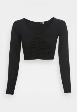 Nly by Nelly FLIRTY CROP TOP Langarmshirt - Schwarz, Damen | Trendy Langarmshirt für Frauen -Nly by Nelly Verkaufsladen f71270900d6147179f5fff44ead03061