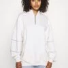 Nly by Nelly CONTRAST ZIP SWEATER - Weißes Damen Sweatshirt mit Reißverschluss